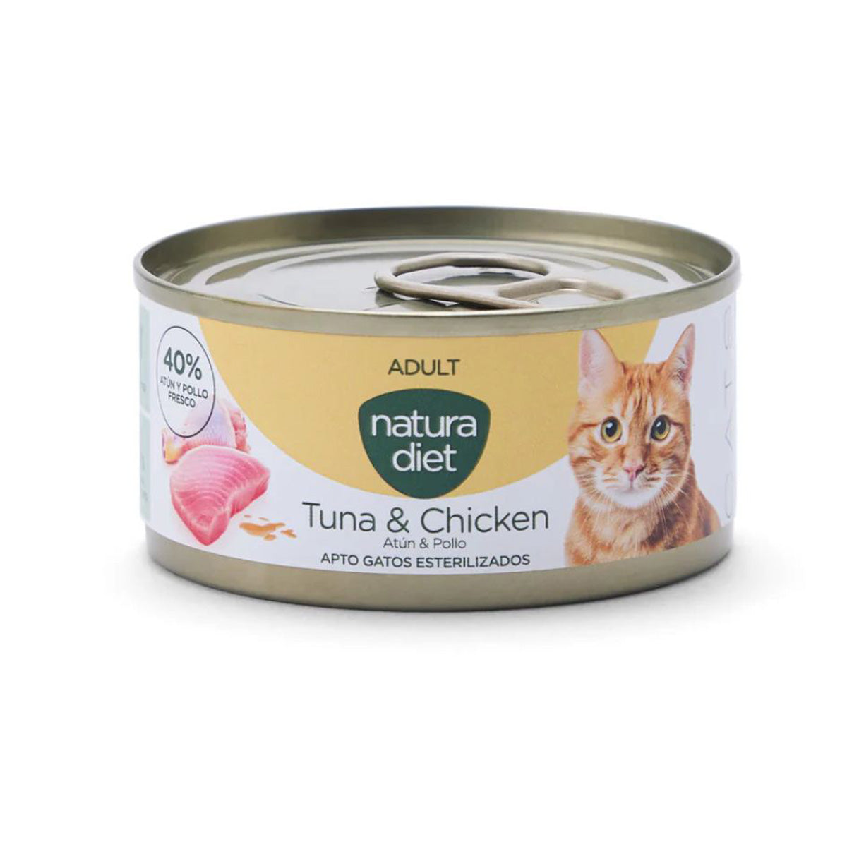 Natura Diet Cat Blikje tonijn en kip 85 g Natvoer voor katten.