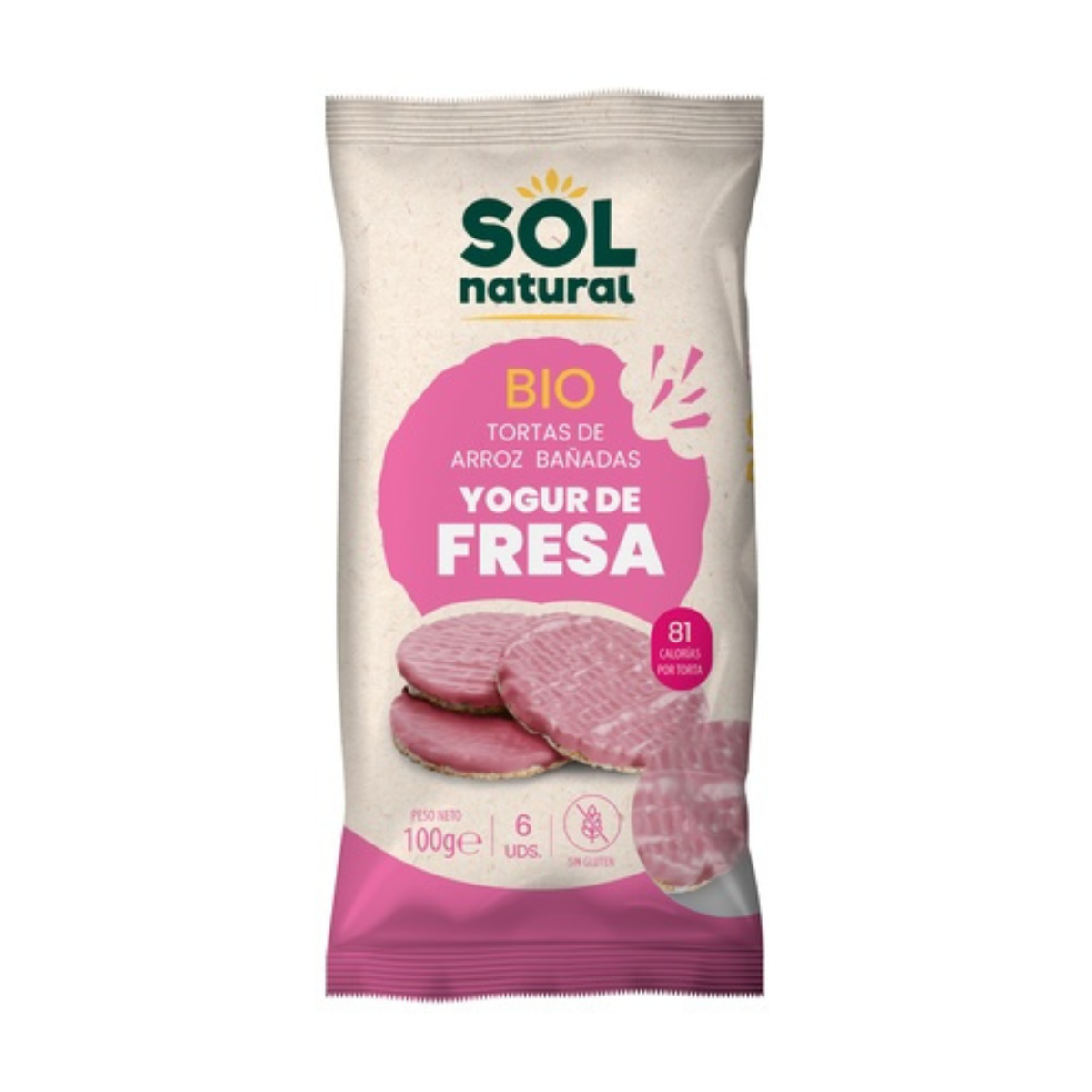 Risktortillas med jordgubbsyoghurt Sol Natural 100 g