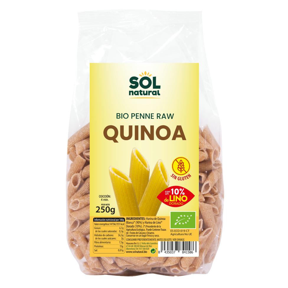 Maccheroni di quinoa con semi di lino biologici senza glutine Sol Natural 250 g