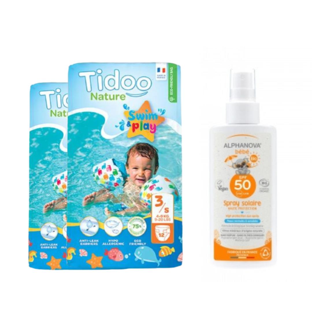 Pack of 2 Swimmers swim nappies T3 (4-9 kg) Tidoo + Alphanova Baby Sunscreen SPF 50 125 ml