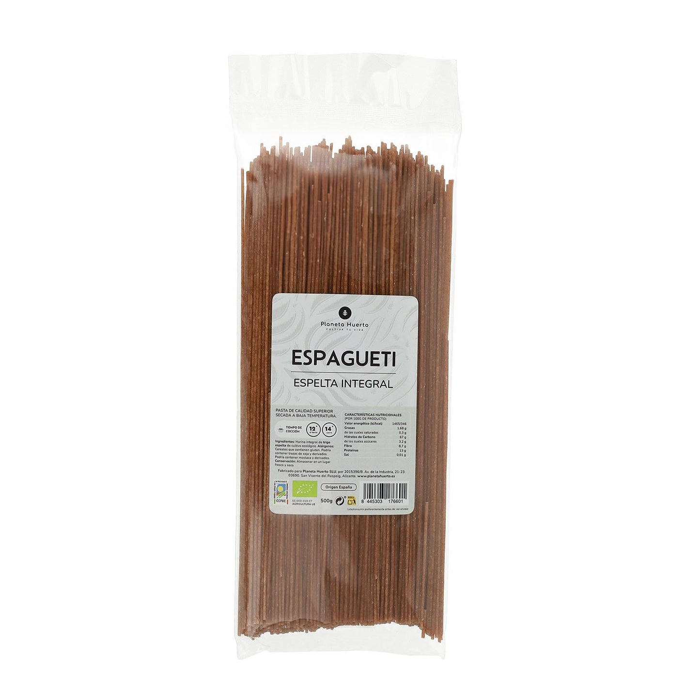 Dinkel-Vollkorn-Spaghetti ECO Planeta Huerto 500gr