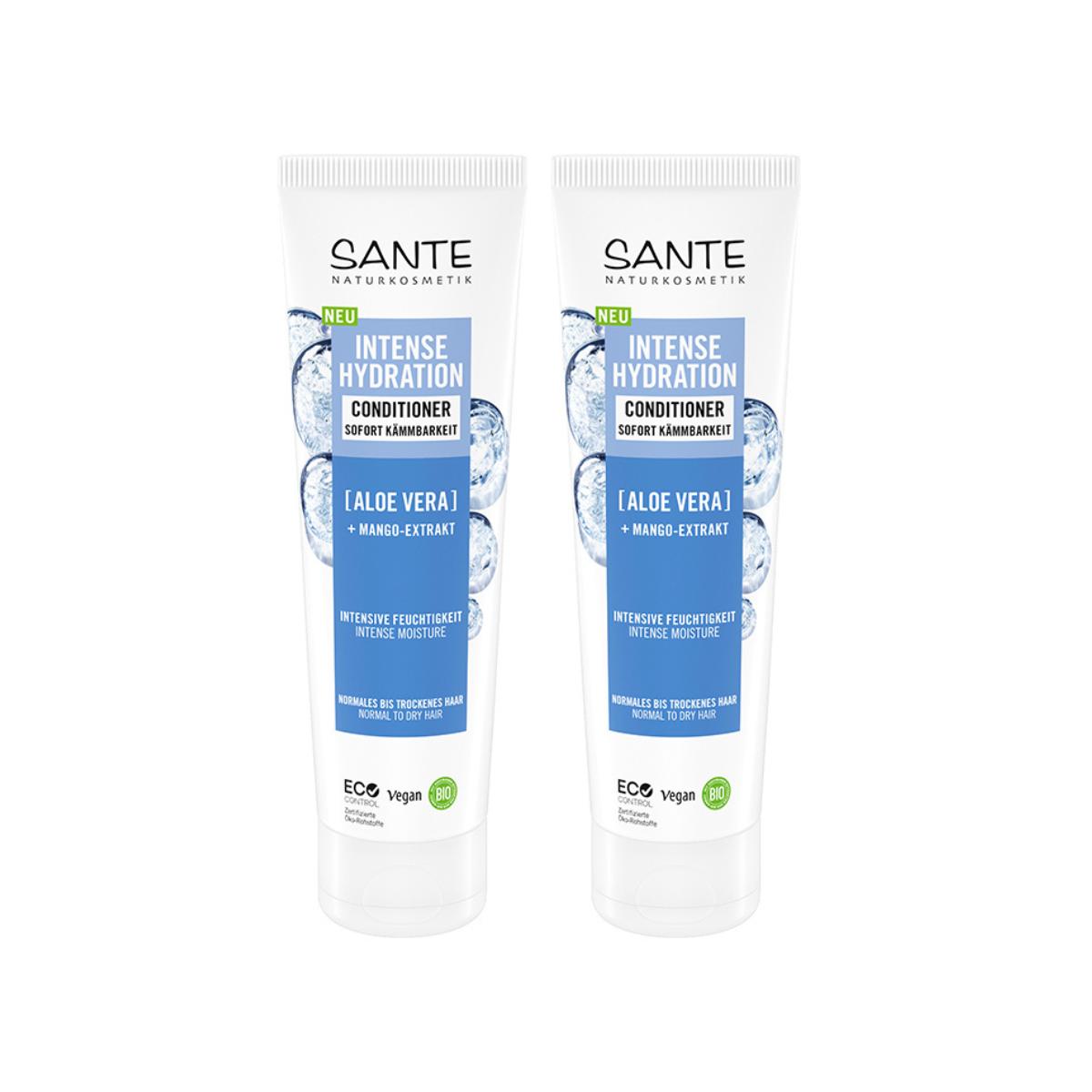 Pack 2x Après-shampoing hydratation intense à l'aloès Sante 150 ml