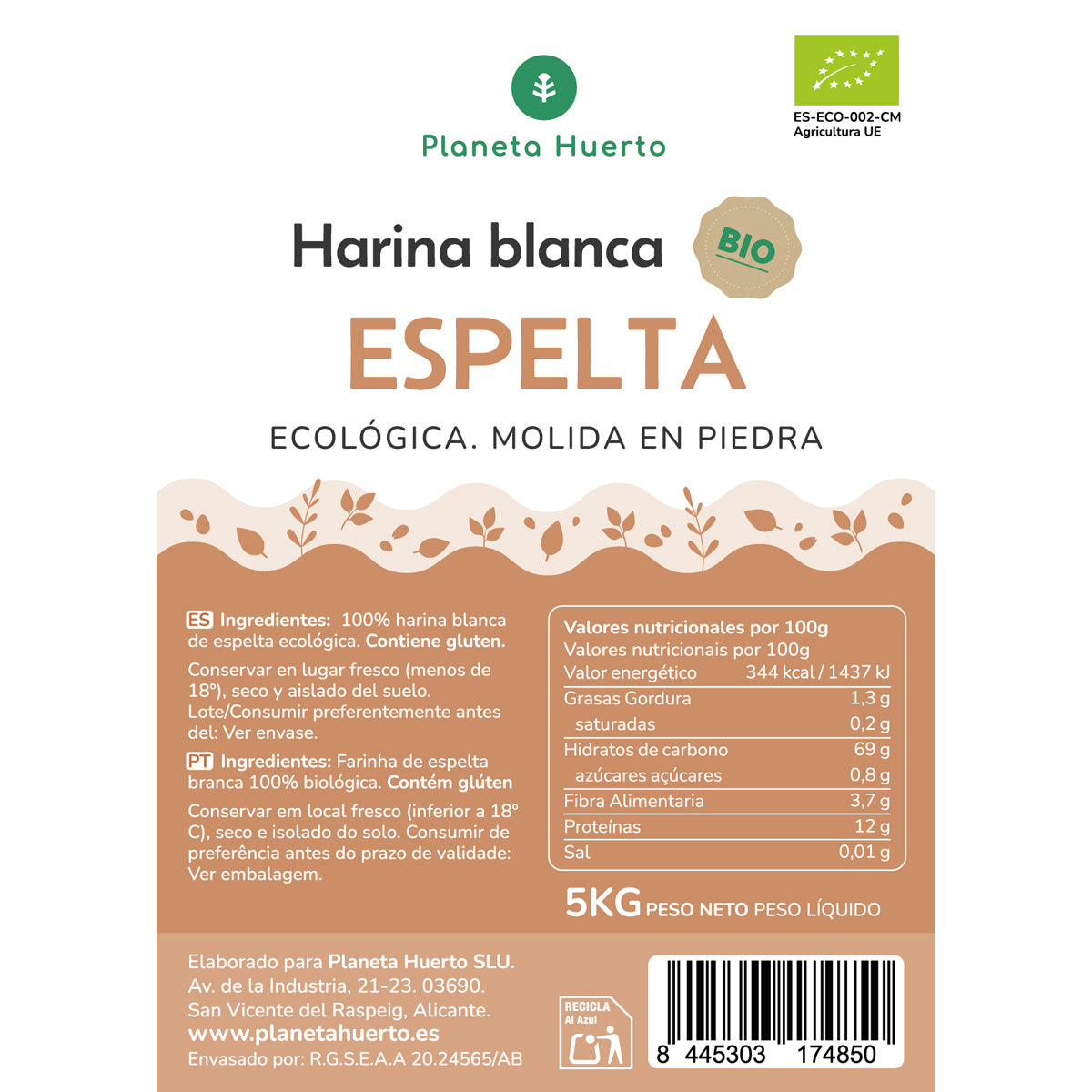 Vitt speltmjöl Eco Planeta Huerto 5 kg