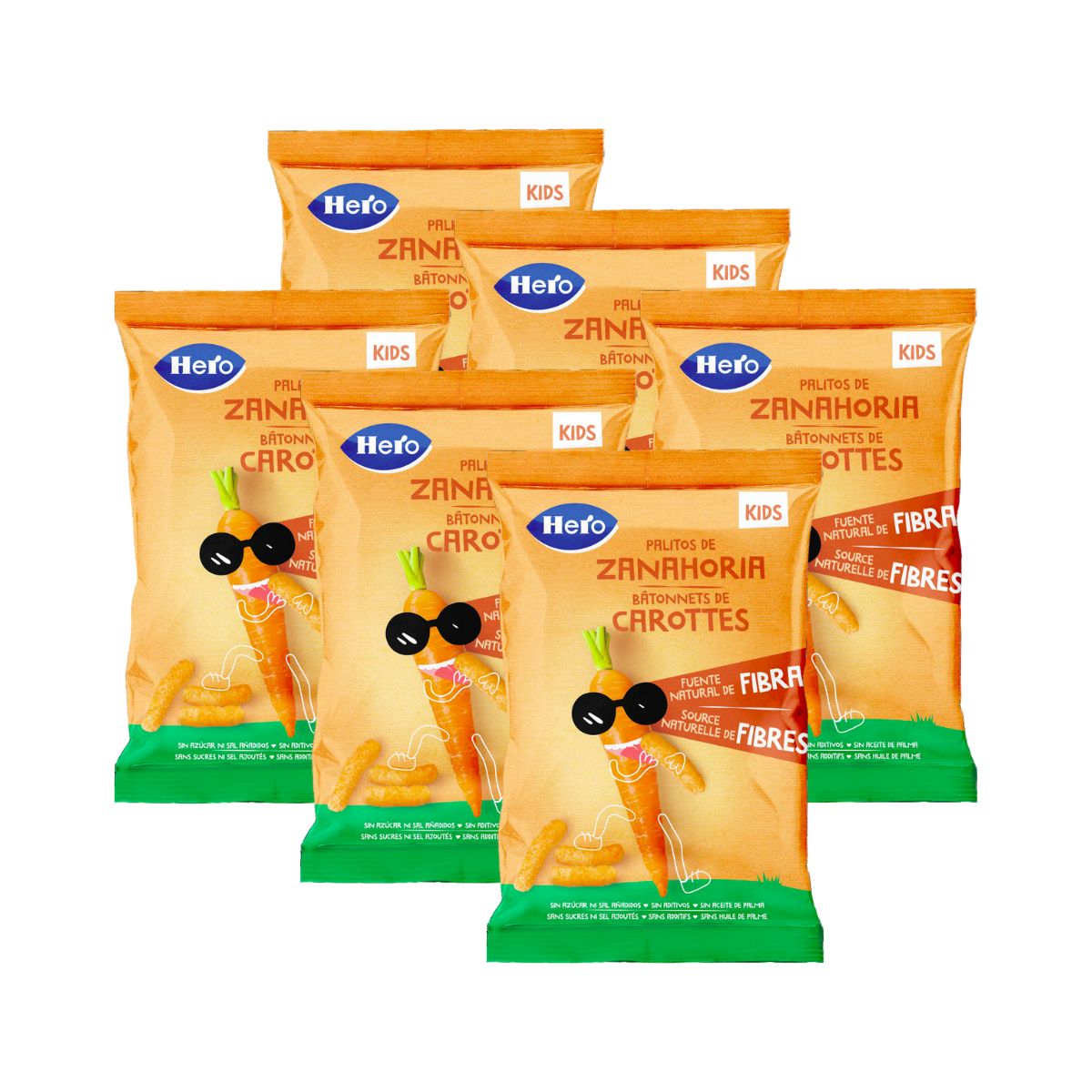 Confezione da 6 bastoncini di carota 30 g-Hero Kids
