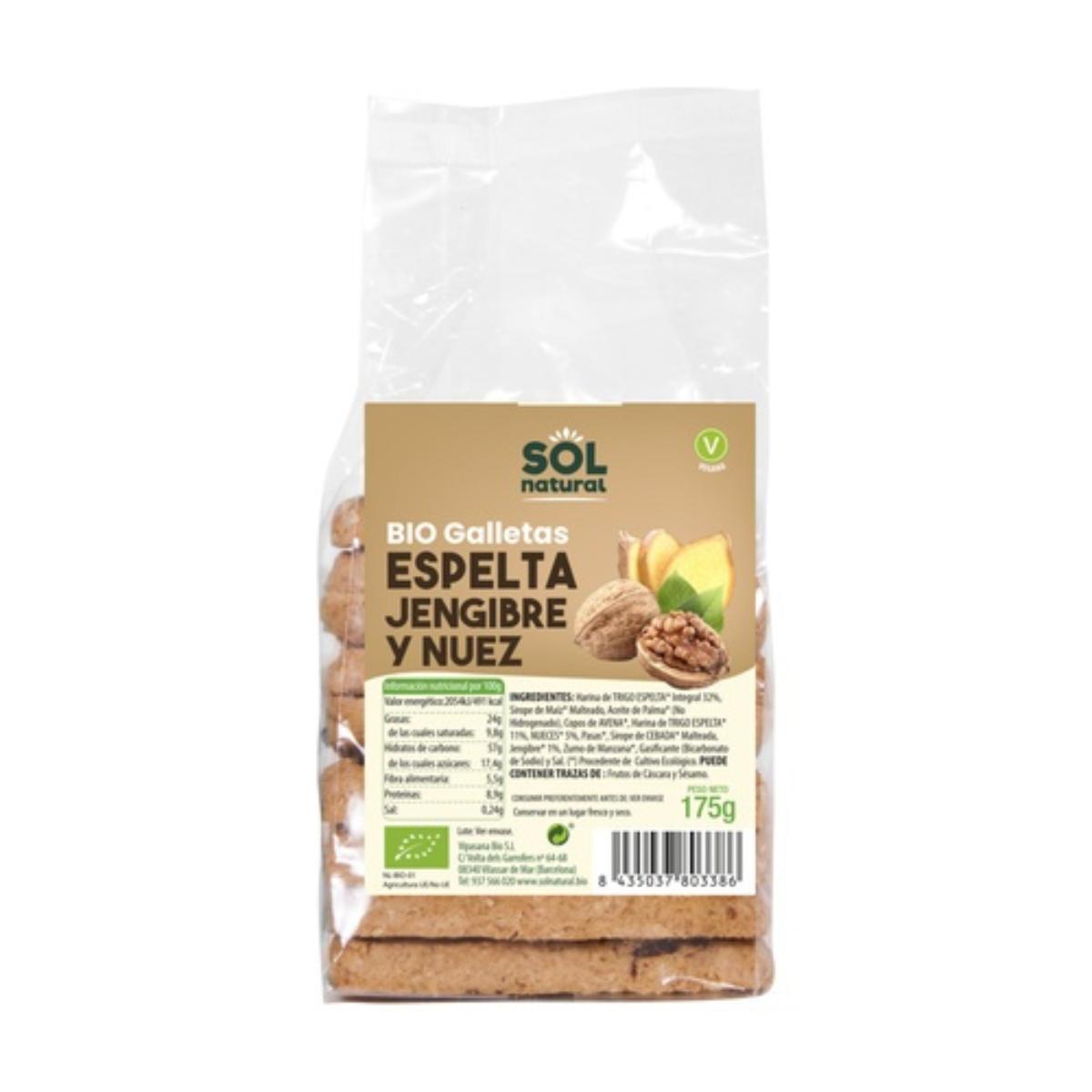 Galletas Espelta Jengibre Y Nueces Bio 175 G Solnatural