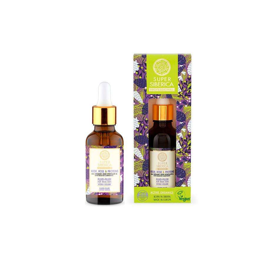 Flytande hårfyllnadsmedel för svagt hår med tall, ros och proteiner Natura Siberica 50 ml
