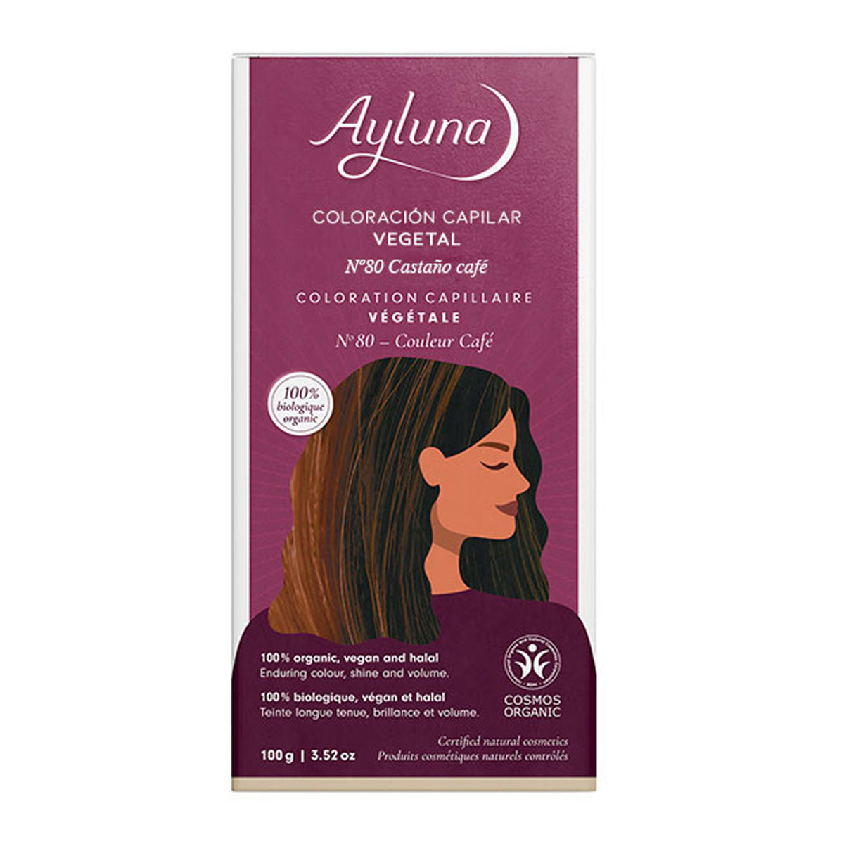 Colorant végétal 80 Châtain Café Ayluna, AYLUNA, 100 g