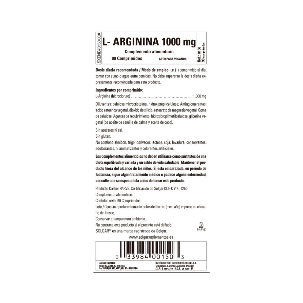 Pack 2x L-Arginine, 90 comprimés de 1000 mg