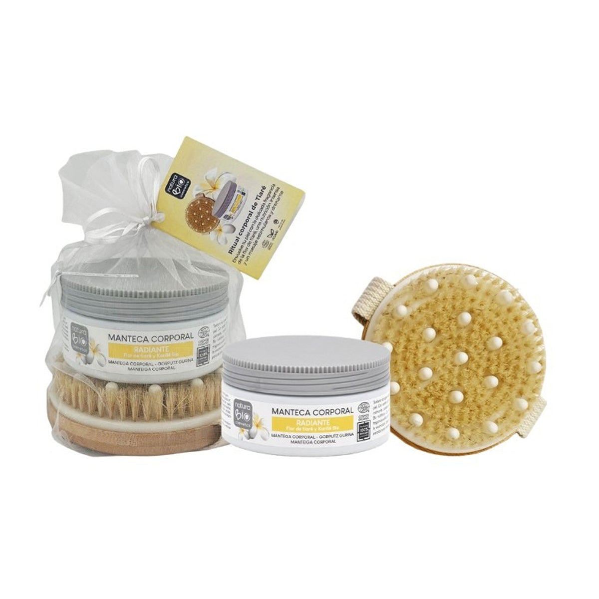Confezione cura del corpo Radiante + Spazzola da massaggio NaturaBIO Cosmetics