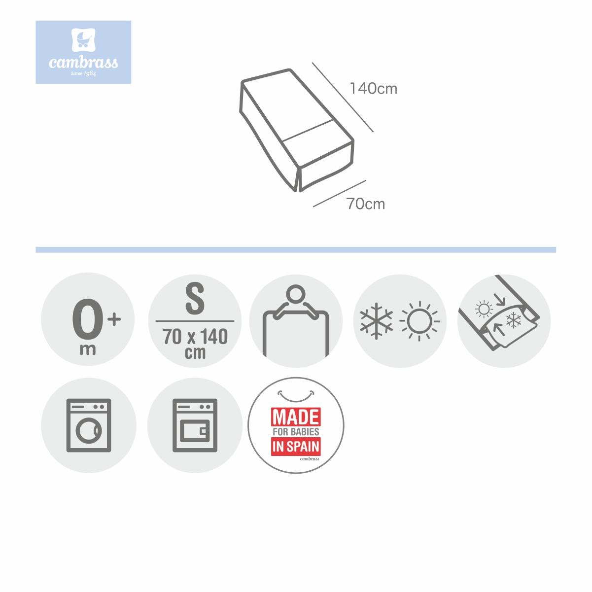 Sängöverkast och skydd för spjälsäng med Star-design från Cambrass 70x140 cm. Star Rosa