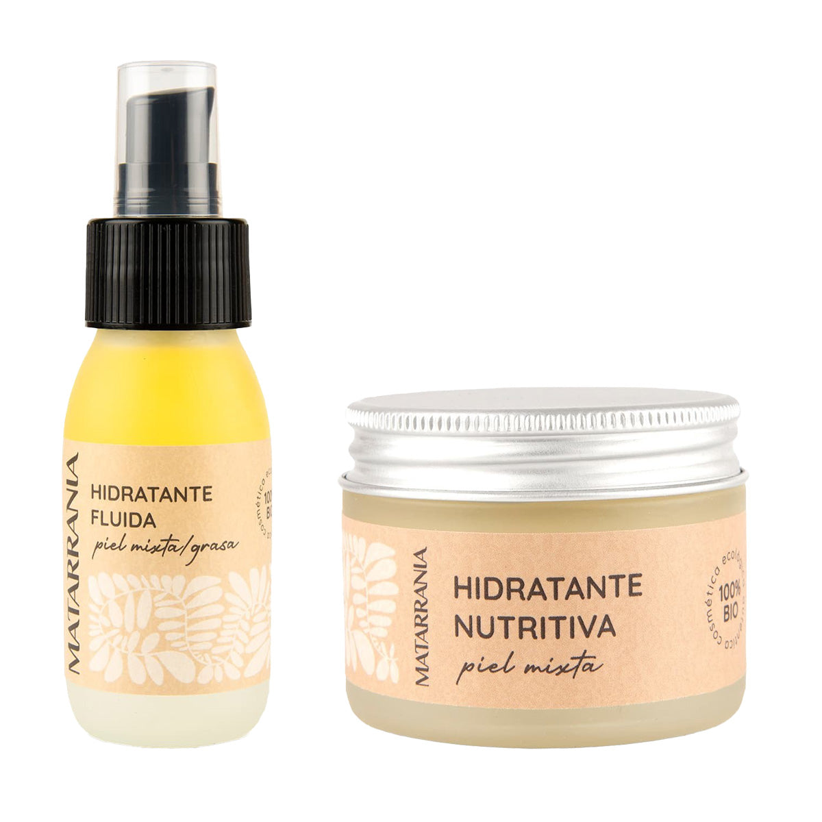Zestaw nawilżający do skóry mieszanej lub tłustej 100% Bio 60 ml + nawilżający do skóry mieszanej Bio 30 ml, Matarrania