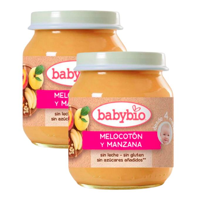 Sonderangebot 2x Gläschen Pfirsich und Apfel, 130 g. Babybio