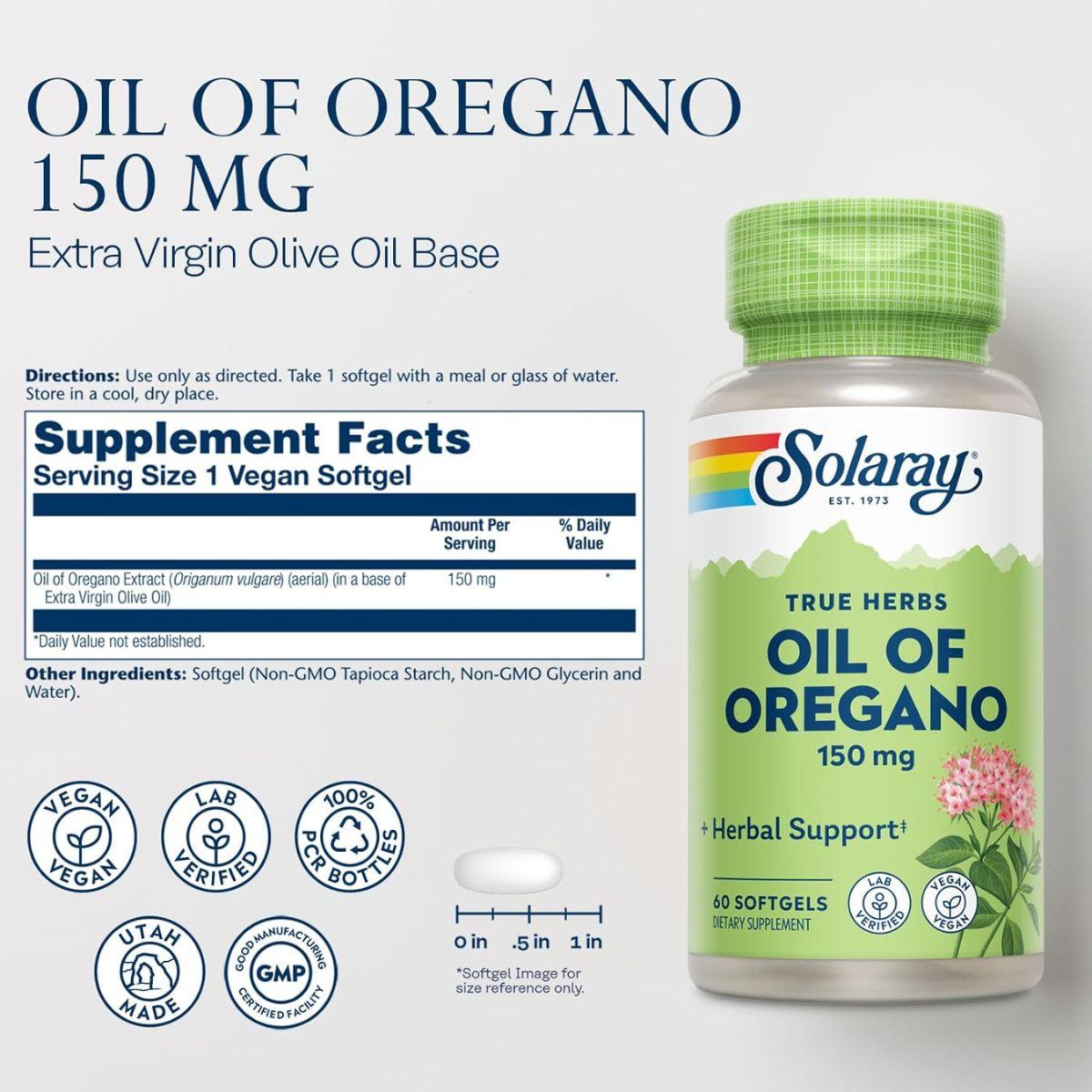 OIL OREGAN 150 mg 60 kapslar Solaray
