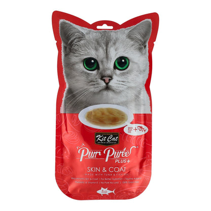 Cat PurrPuree Plus Kit - Tuna Skin & Coat Cat Kit 4x15 g Creamy Cat Snack