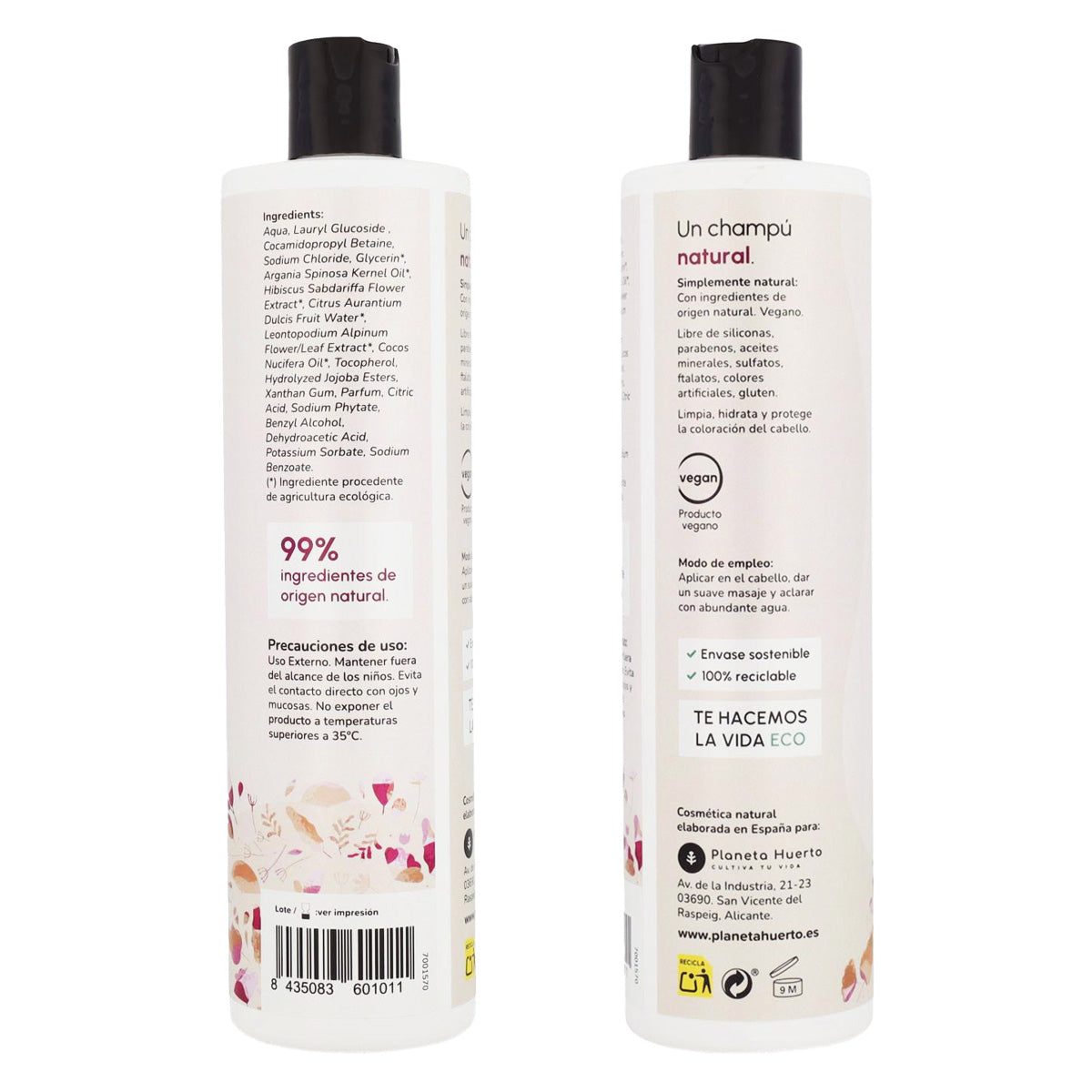 Confezione Flor de Hibisco: Shampoo lucidante 500 ml + Gel doccia 500 ml + Balsamo lucidante 200 ml Planeta Huerto