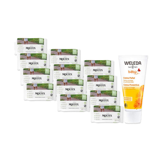 PACK SPECIALE  Crema per il cambio Weleda alla calendula 75 ml + Confezione da 12 x Salviette Moltex Pure & Nature 60 pezzi