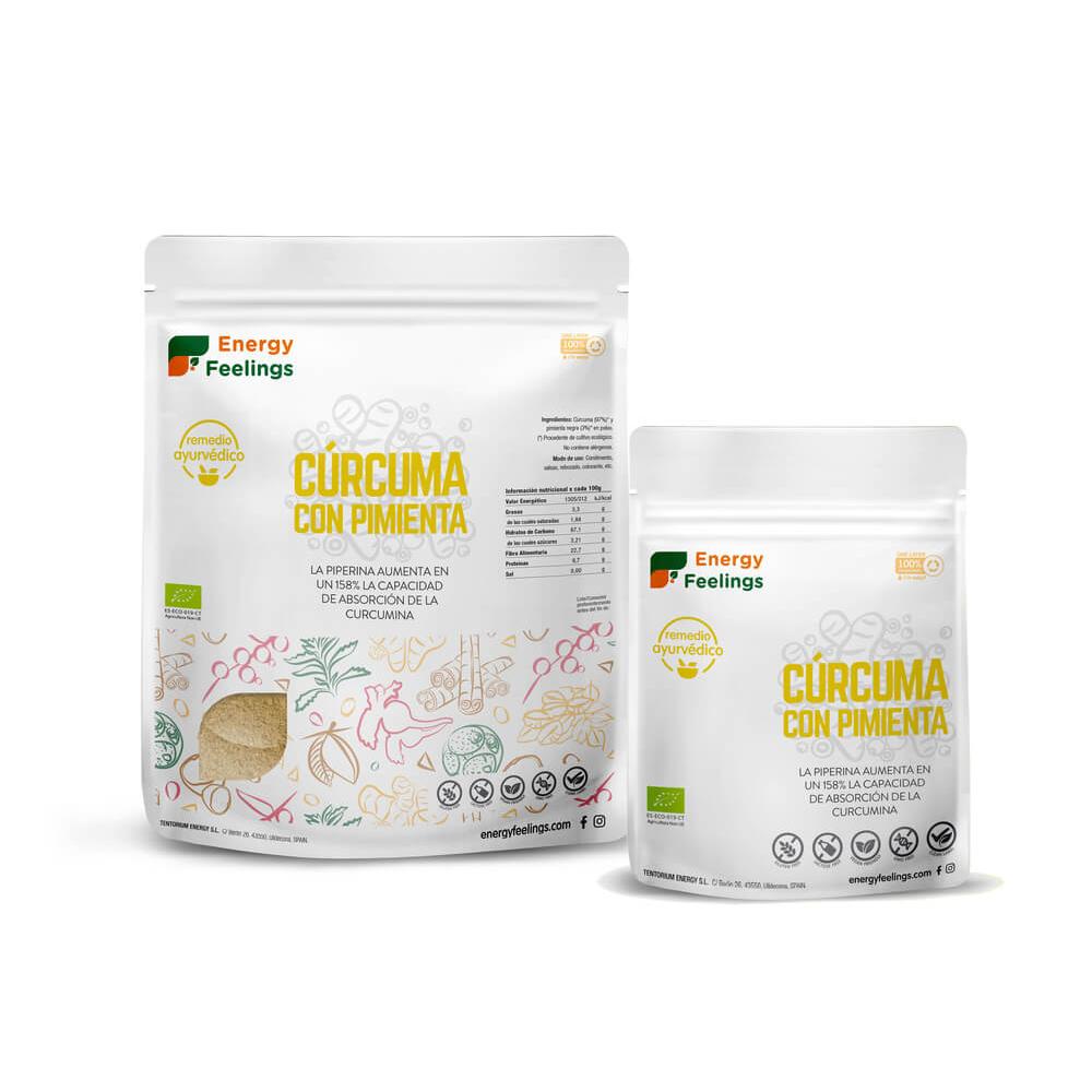 2er-Pack Kurkuma mit schwarzem Pfeffer, Bio-Pulver  Energy Feelings 200 g