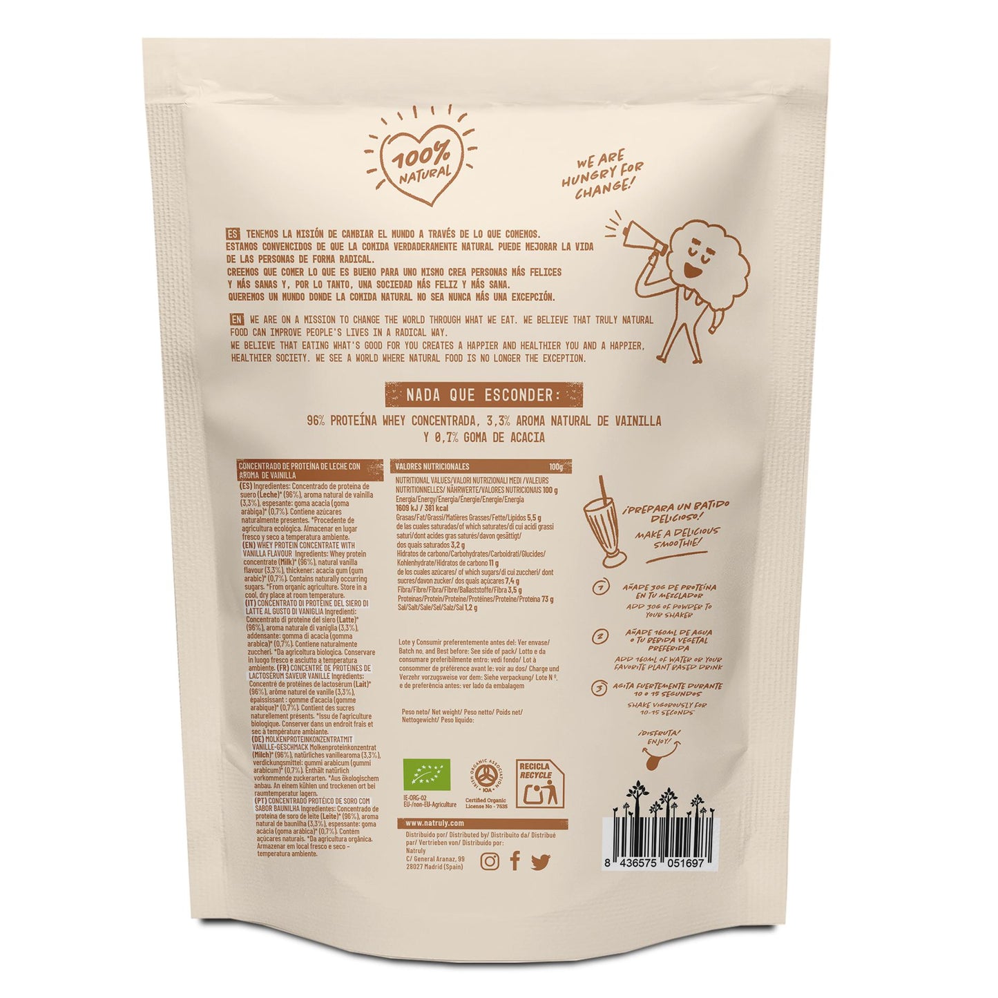 Natruly Proteine del siero di latte alla vaniglia, 350 g