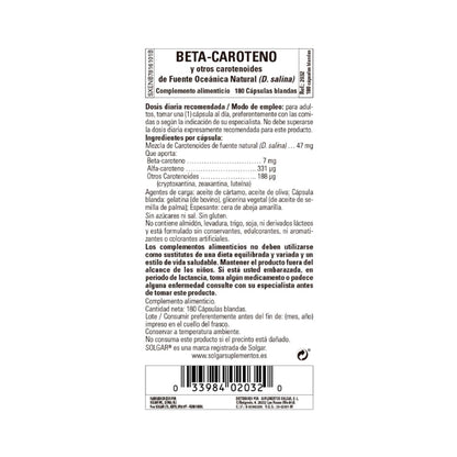 Betacarotene oceanico, 180 capsule da 7 mg