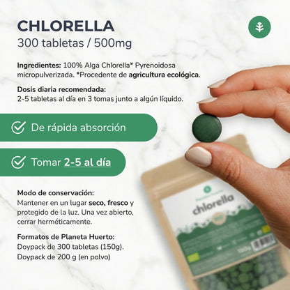 Organic Chlorella 400 mg Planeta Huerto 300 tablets