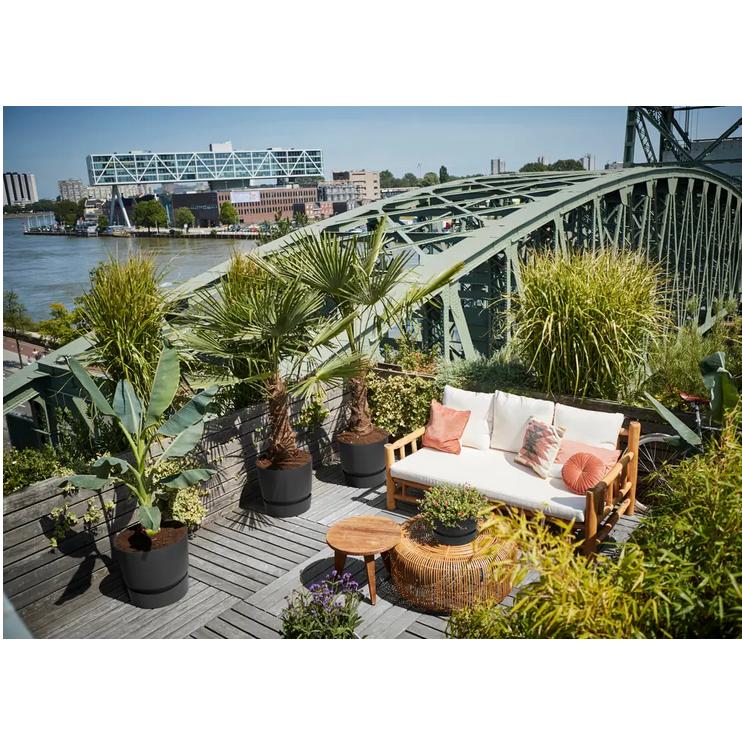 Greenville Elho Anthracite Plant Pot with Integrated Saucer 25 cm