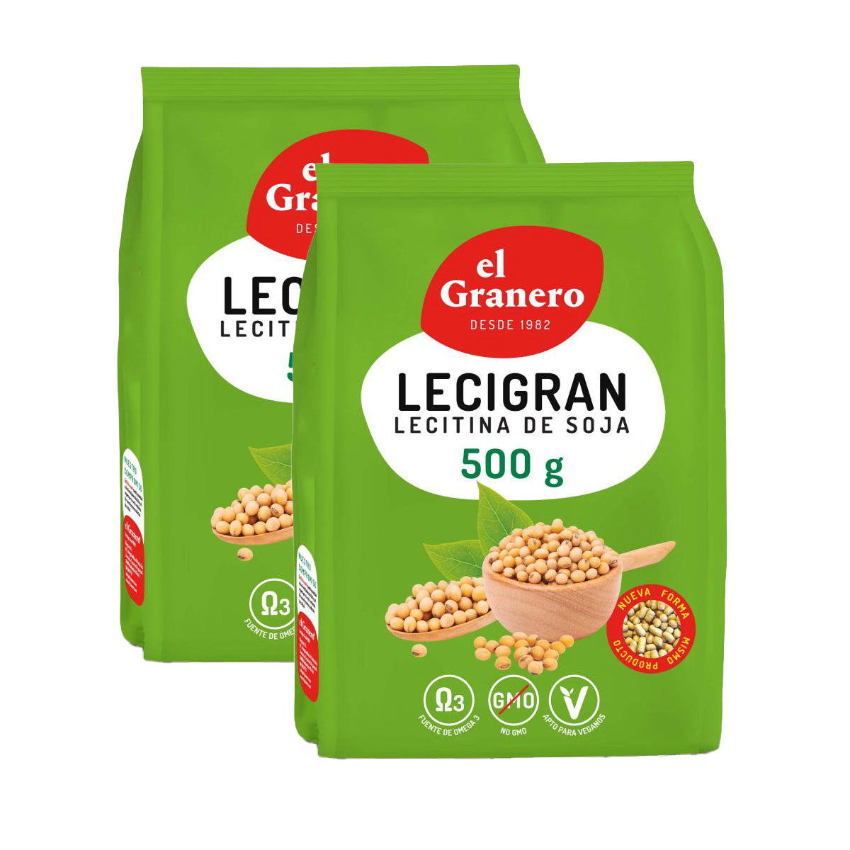 Lot de 2 Lecigran Lécithine de soja IP sans OGM El Granero 500 g