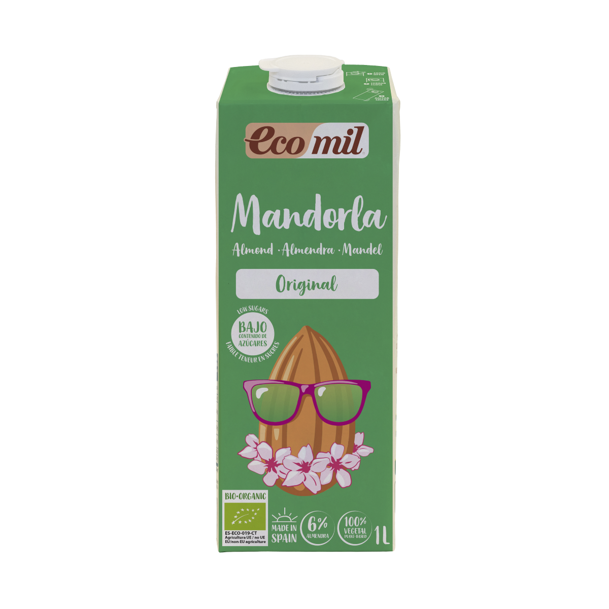 Pflanzliches Mandelgetränk, gesüßt mit Bio-Agave EcoMil 1 l