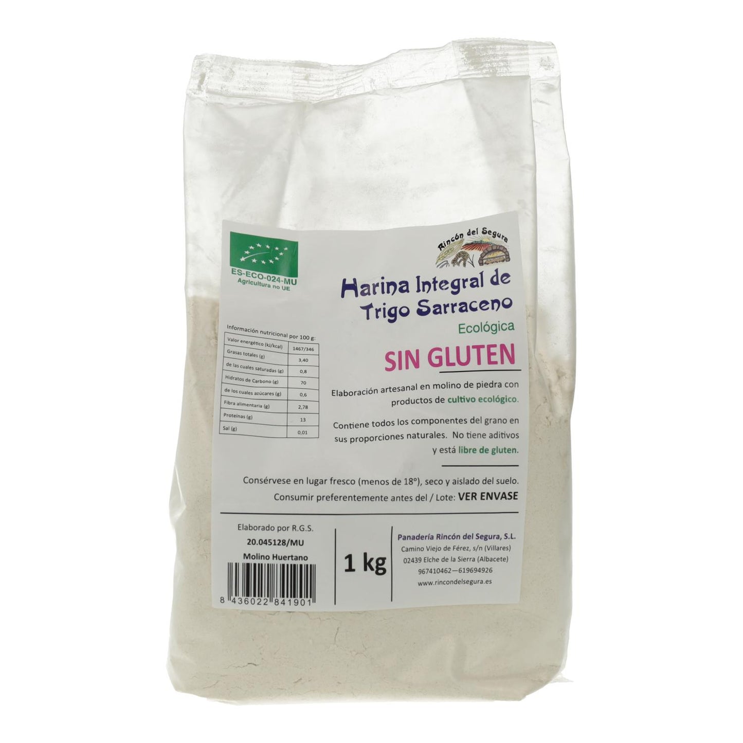 Glutenfreies Vollkorn-Buchweizenmehl Rincón del Segura 1 kg
