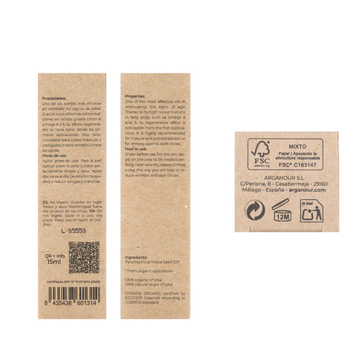 Olio puro di semi di fico d'India biologico Arganour 15 ml