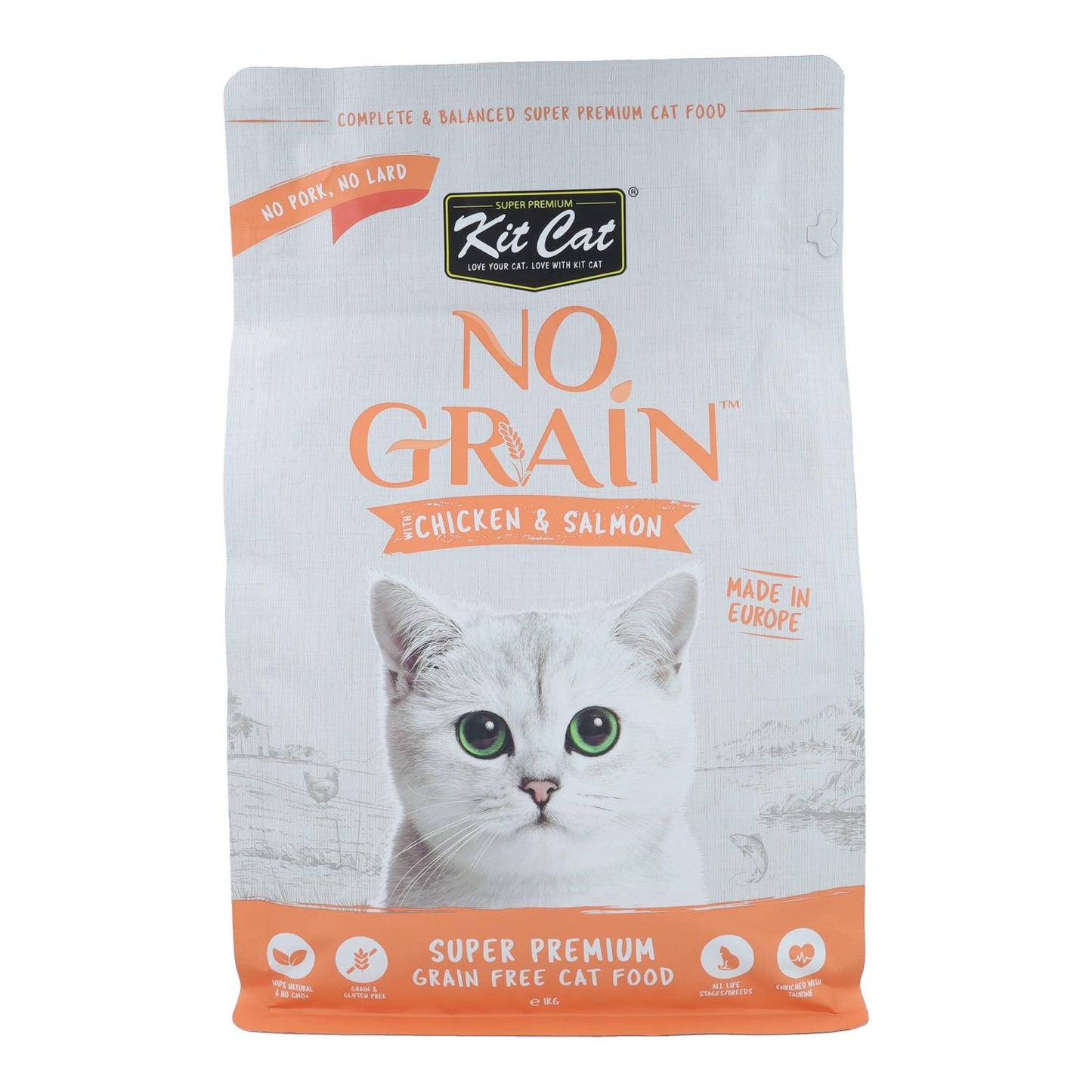 Kit Cat No Grain Cat Food – Kyckling & lax 1 kg Naturligt kattfoder