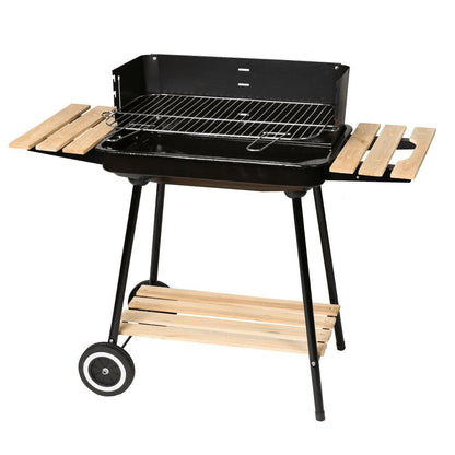 Barbecue a carbone rettangolare Carro nero 67 x 38 x 83 cm Ldk Garden