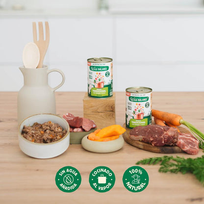 Boîte complète de ragoût traditionnel de bœuf et poulet pour chiens Wild Balance 400 g