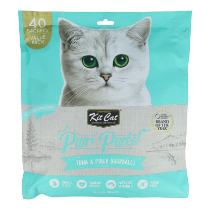 Kit Cat PurrPuree ValuePack - Tuna and Fibre Hairball Control Kit Cat 40x15 g Creamy snack for cats