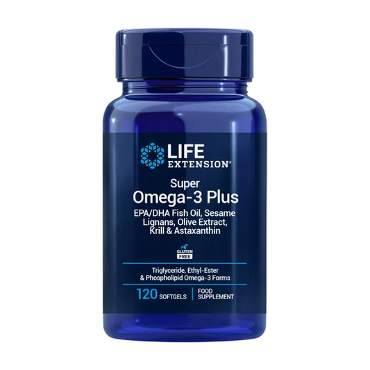 Super Omega-3 Plus EPA/DHA Huile de poisson Lignanes de sésame Extrait d'olive Krill & Astaxanthine, Life Extension 120 perles