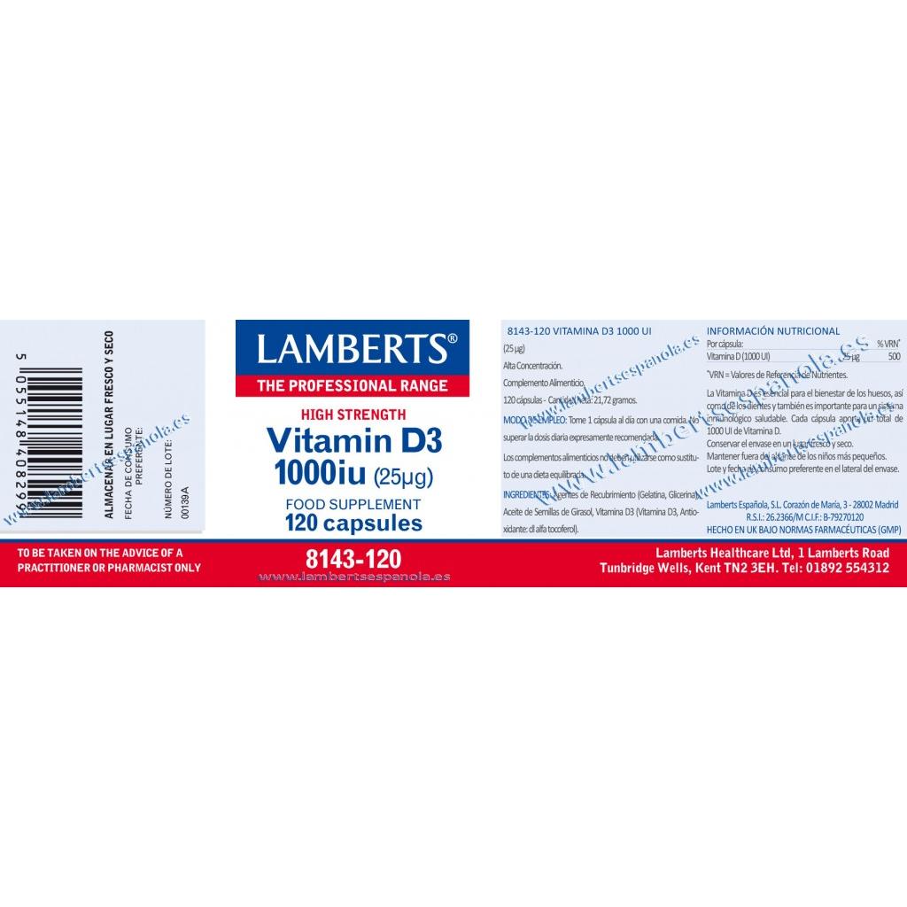 Vitamin D3 1000 IE (25 µg) Lamberts, 120 kapslar