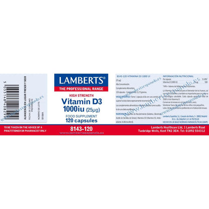 Vitamin D3 1000 IE (25 µg) Lamberts, 120 kapslar