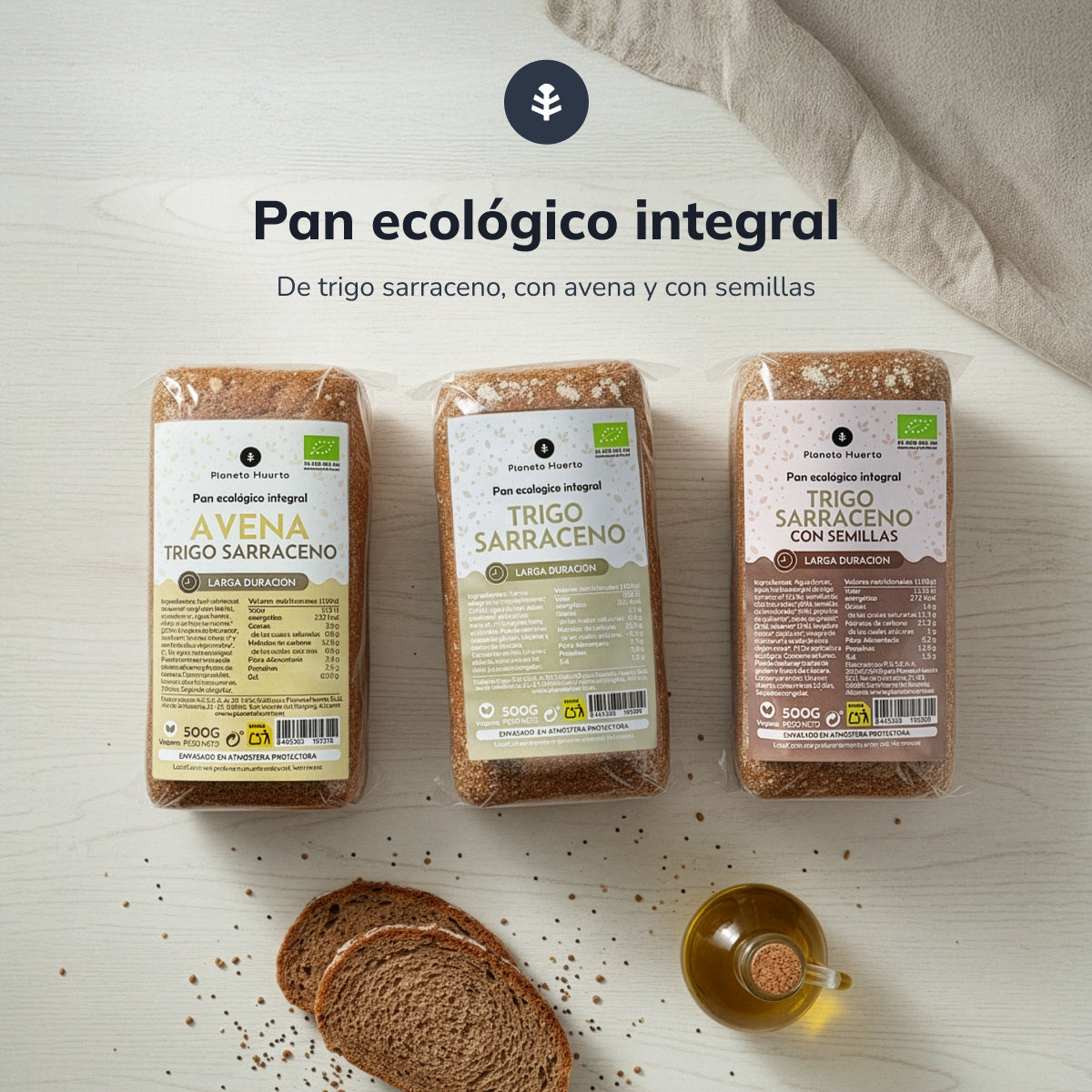 Vollkornbrot aus Hafer und Buchweizen ECO Planeta Huerto 500 g