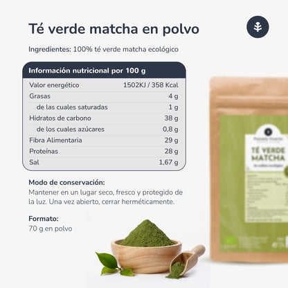 Pack 2x Matcha Tea Powder ECO Planet Garden 70 g