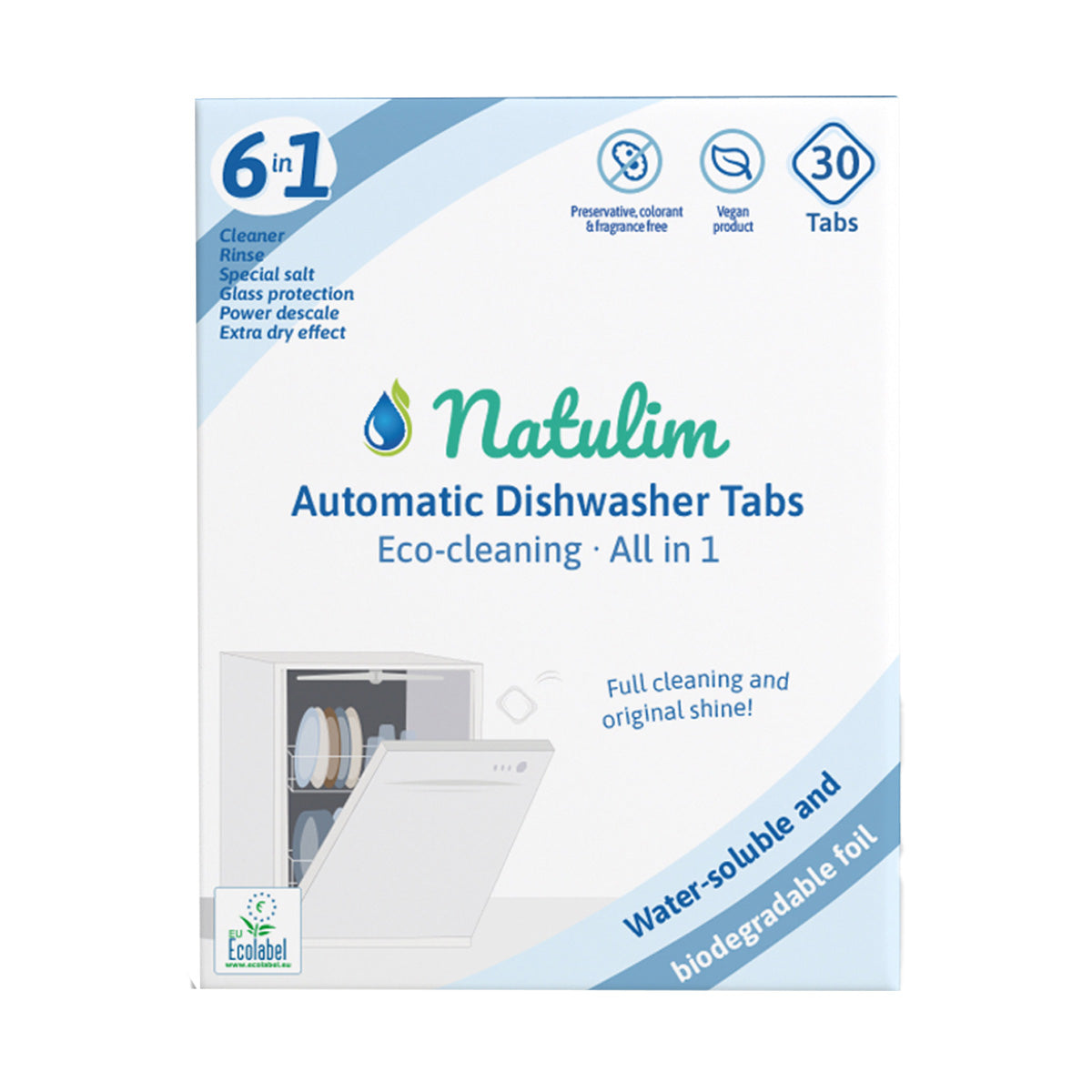 Eco-tabletten 6 in 1 vaatwasmiddel Natulim 30 stuks