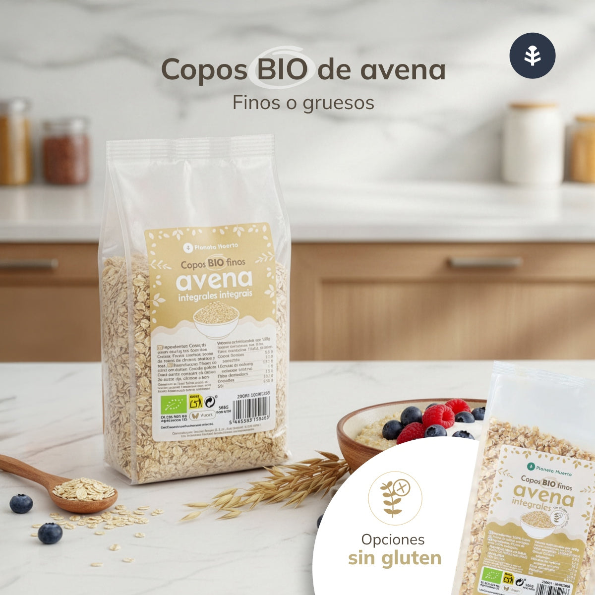 Confezione 2x Fiocchi d'avena integrali ECO Planeta Huerto 500 g