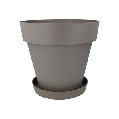 Confezione vaso con piattino color tortora Tes 22 x 20 cm