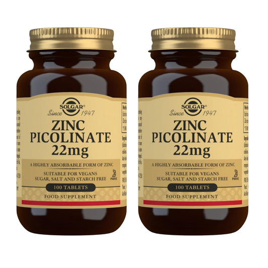Pack 2x Picolinate de zinc, 100 comprimés de 22 mg