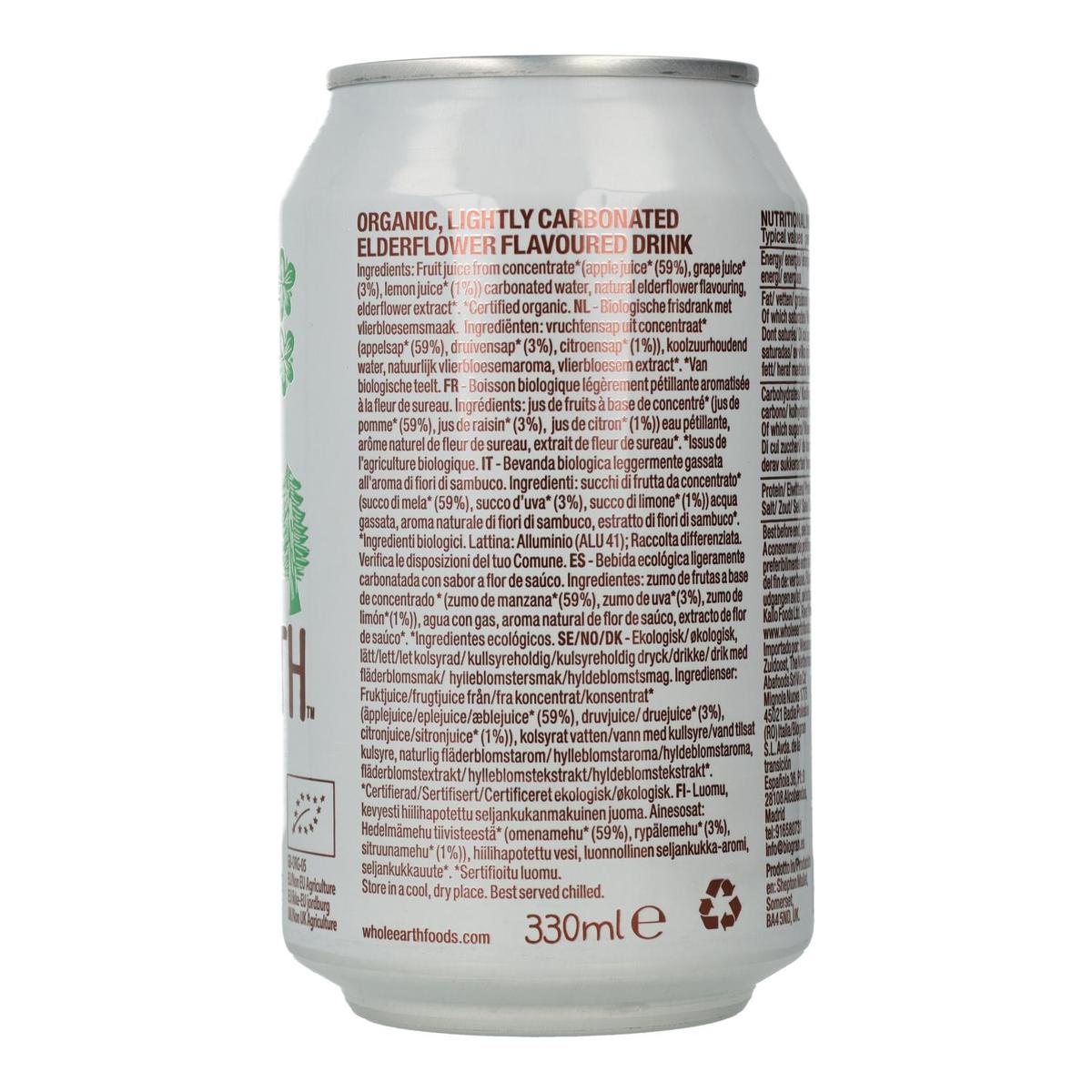 Confezione da 6 bibite biologiche al sambuco, 330 ml Whole Earth