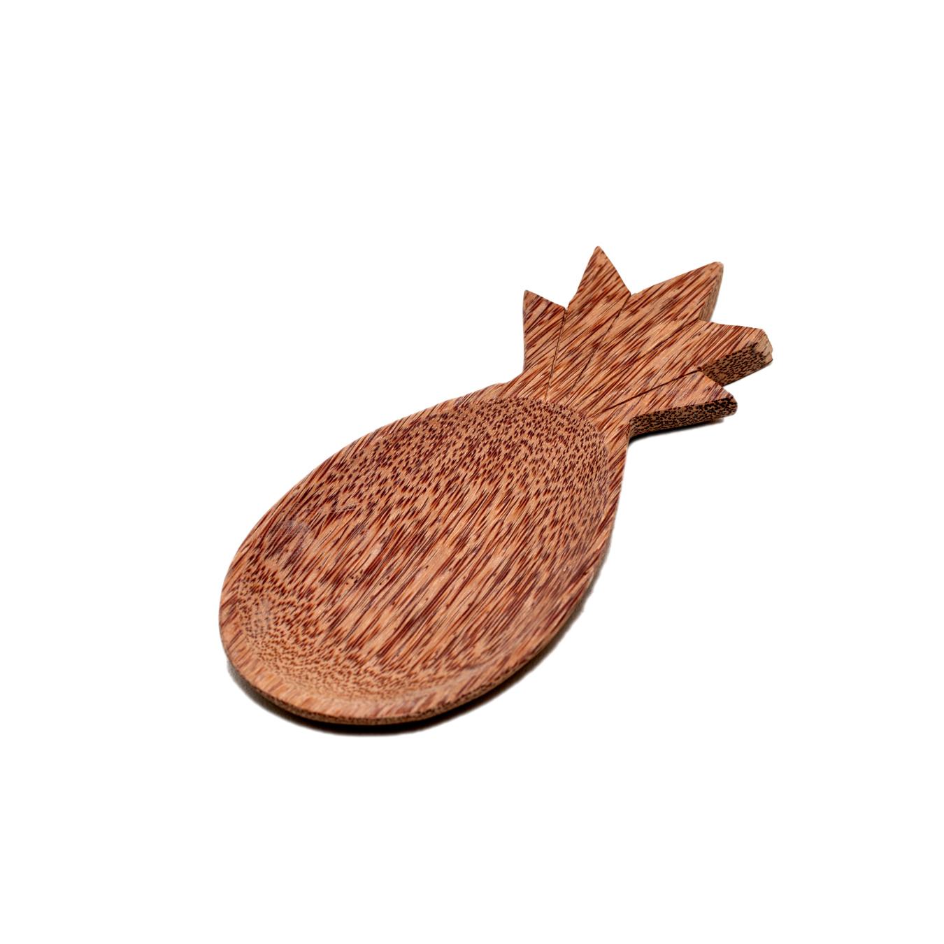 Pineapple-shaped coconut wood plate 25 x 11 cm
