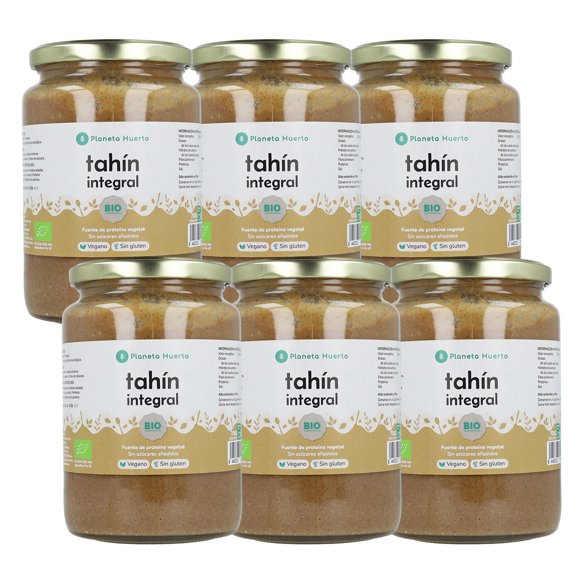 Pack 6x Wholemeal Tahin ECO Planeta Huerto 700 g