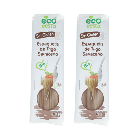Lot de 2 paquets de spaghettis au sarrasin sans gluten BIO Ecocesta, 500 g