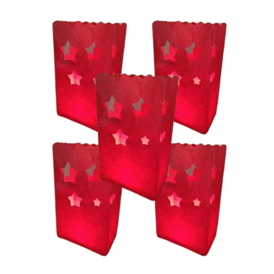 Lightbags Papiertüten 5er-Pack „Red Stars”