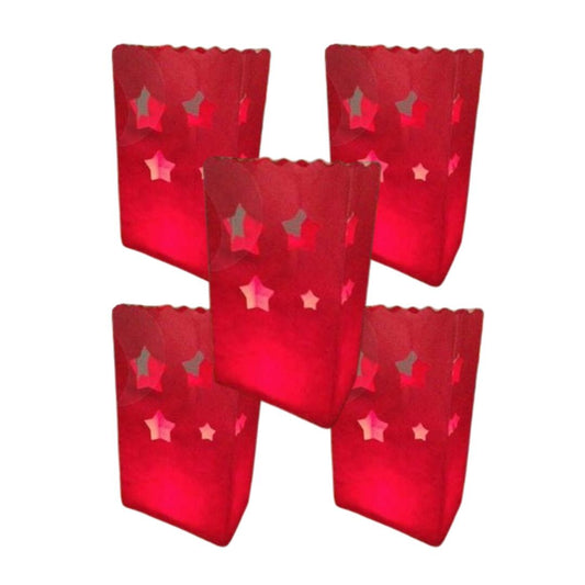Lightbags Papiertüten 5er-Pack „Red Stars”