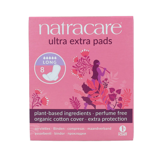Serviette hygiénique ultra longue avec ailettes bio Natracare 8 unités