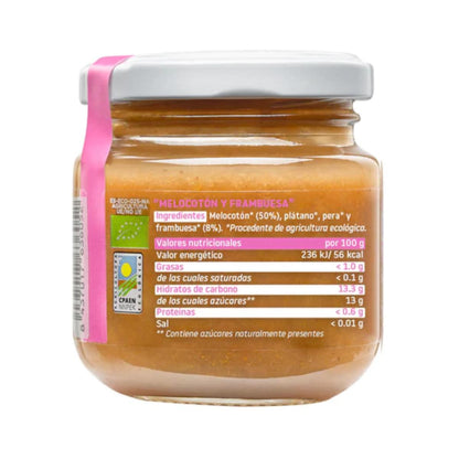 12er-Pack Smileat Bio-Gläschen Himbeere und Pfirsich, 130 g